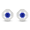 Thumbnail Image 1 of Cushion-Cut Blue Lab-Created Sapphire & White Lab-Created Sapphire Octagon Earrings Sterling Silver