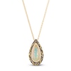 Thumbnail Image 1 of Le Vian Silhouette Elongated Pear-Shaped Natural Opal Necklace 3/8 ct tw Diamonds 14K Honey Gold 19"