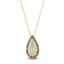 Le Vian Silhouette Elongated Pear-Shaped Natural Opal Necklace 3/8 ct tw Diamonds 14K Honey Gold 19"