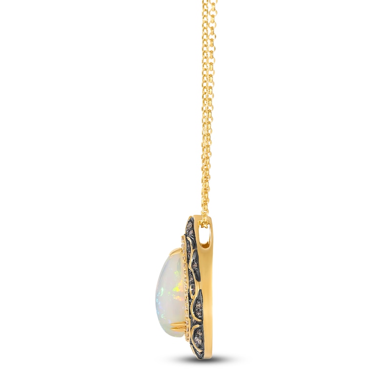 Main Image 2 of Le Vian Silhouette Elongated Pear-Shaped Natural Opal Necklace 3/8 ct tw Diamonds 14K Honey Gold 19"