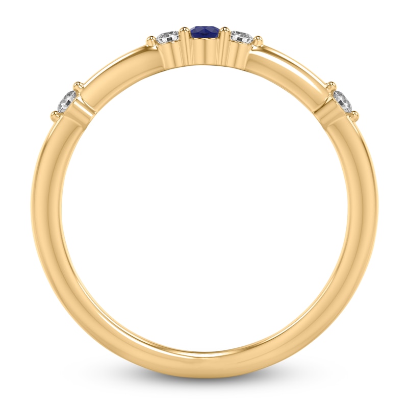 Main Image 3 of ArtCarved Natural Blue Sapphire & Diamond Anniversary Ring 1/15 ct tw 14K Yellow Gold