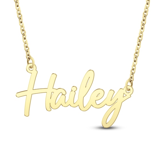 Script Nameplate Necklace 14K Yellow Gold 18"