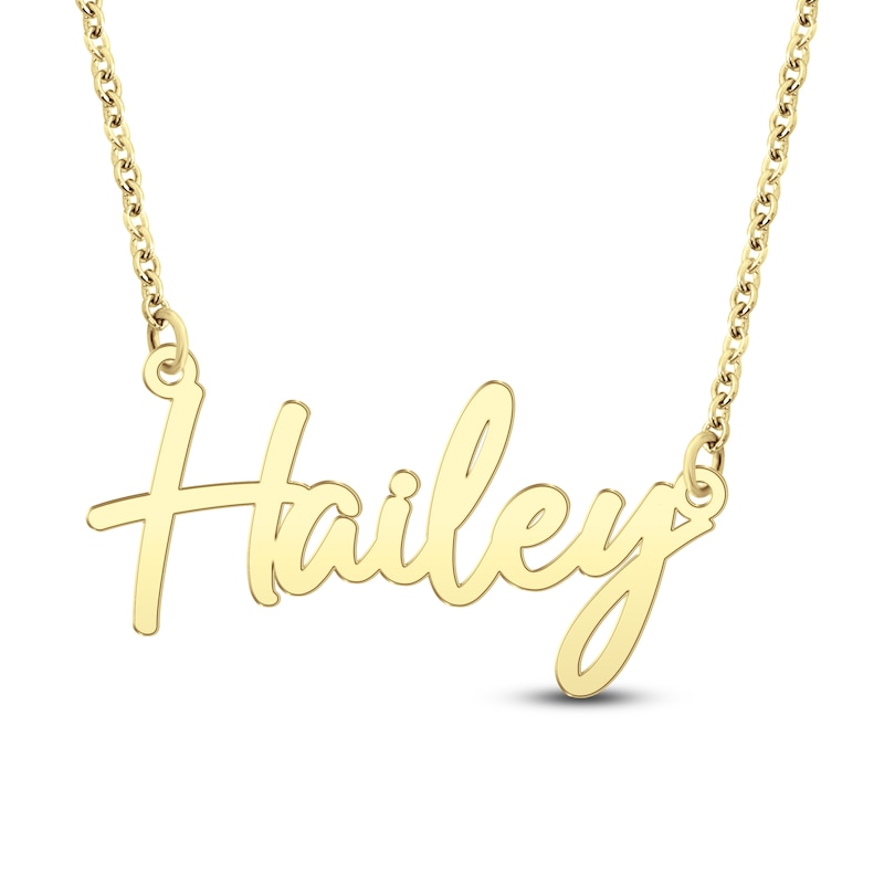Main Image 1 of Script Nameplate Necklace 14K Yellow Gold 18"