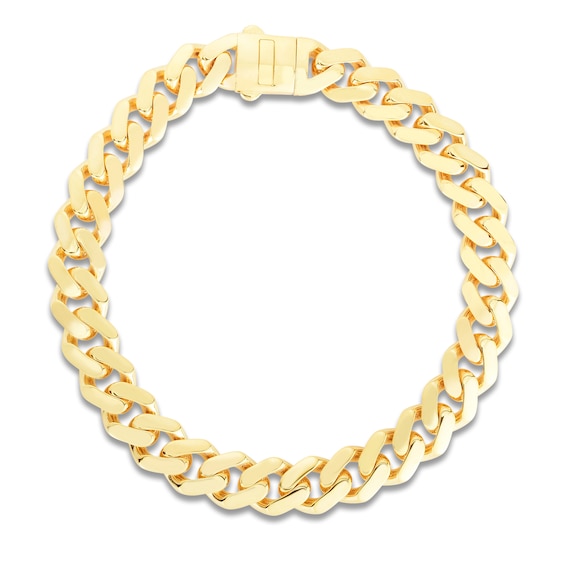 Cuban Curb Chain Bracelet 9.5mm Semi-Solid 14K Yellow Gold 8.25"