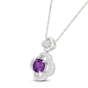 Thumbnail Image 2 of Natural Amethyst & White Lab-Created Sapphire Clover Halo Necklace Sterling Silver 18"