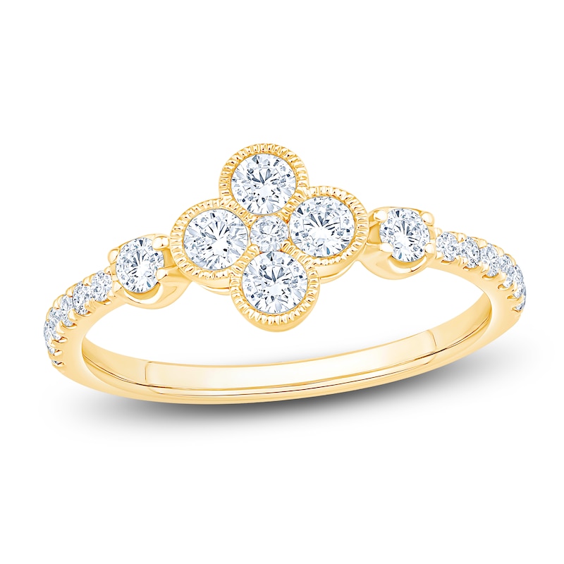 Main Image 1 of Diamond Clover Fashion Ring 5/8 ct tw 10K Yellow Gold