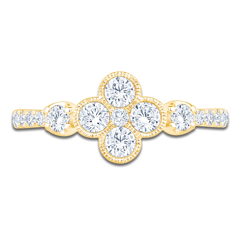 Main Image 3 of Diamond Clover Fashion Ring 5/8 ct tw 10K Yellow Gold