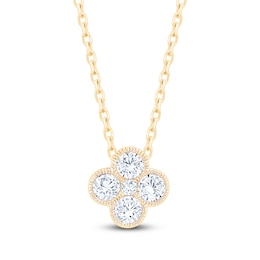 Diamond Clover Necklace 3/8 ct tw 10K Yellow Gold 18"