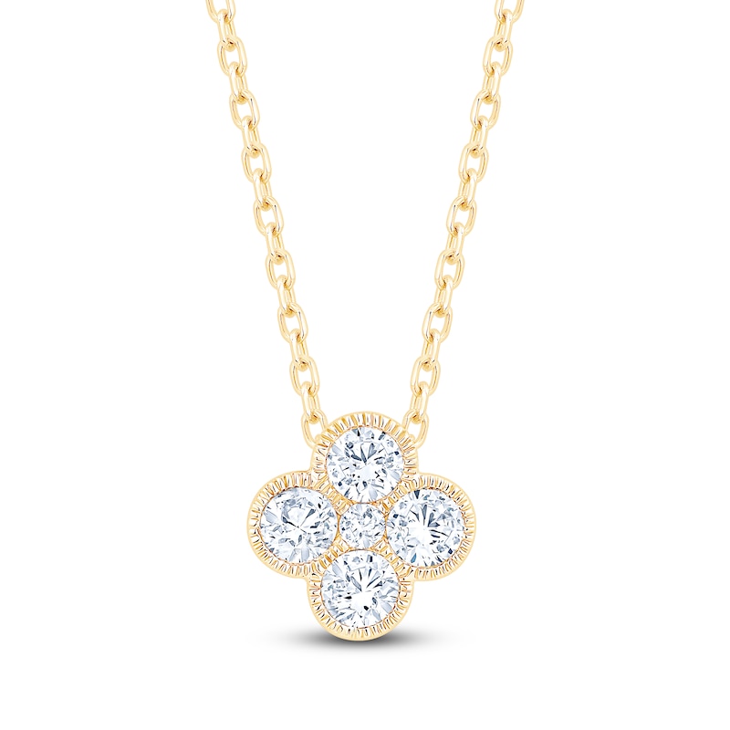 Main Image 1 of Diamond Clover Necklace 3/8 ct tw 10K Yellow Gold 18"