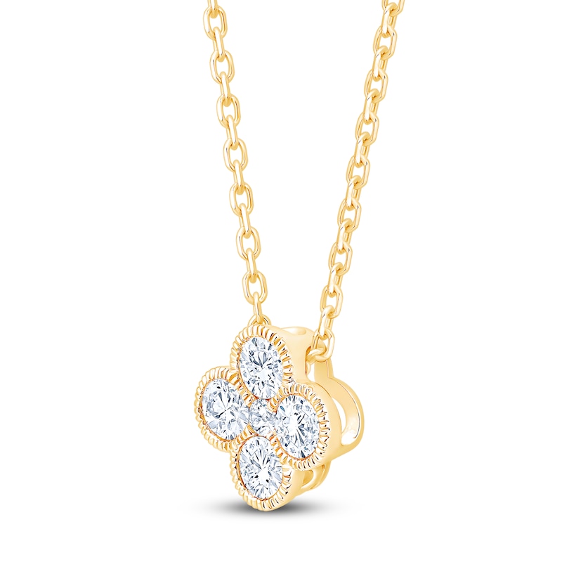 Main Image 3 of Diamond Clover Necklace 3/8 ct tw 10K Yellow Gold 18"