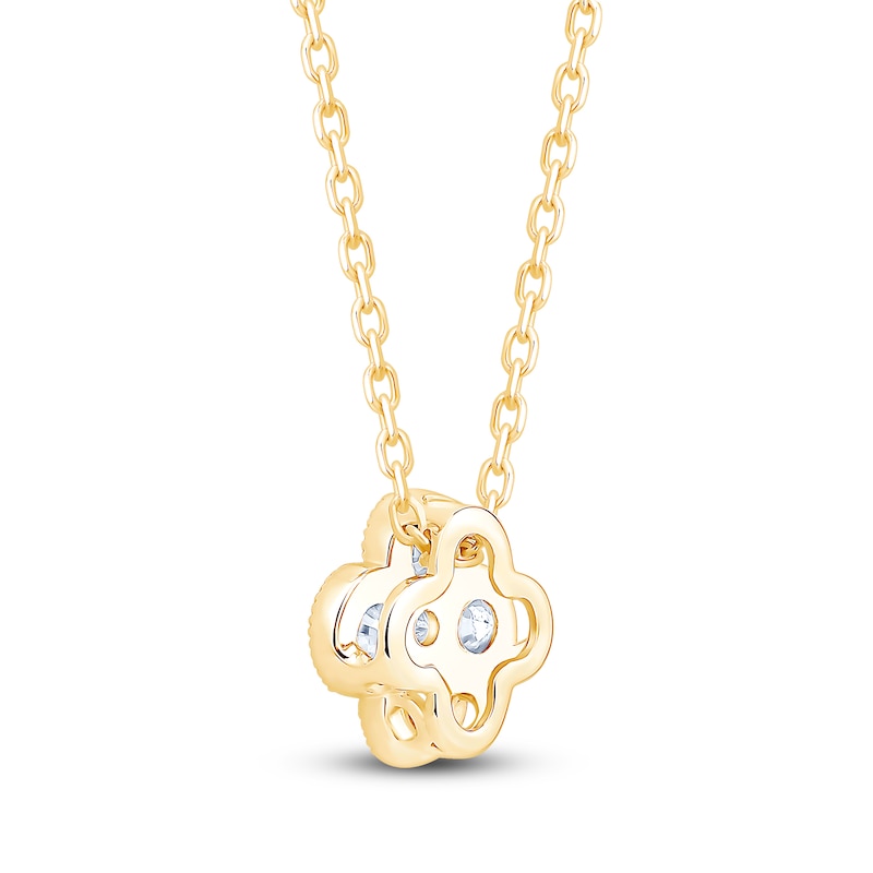 Main Image 4 of Diamond Clover Necklace 3/8 ct tw 10K Yellow Gold 18"
