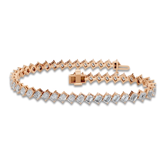 Jared Signature Emerald-Cut Lab-Grown Diamond Tennis Bracelet 5 ct tw 14K Rose Gold 7"