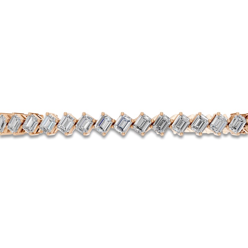 Main Image 2 of Emerald-Cut Lab-Grown Diamond Tennis Bracelet 5 ct tw 14K Rose Gold 7"