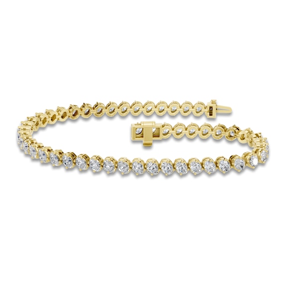 Jared Signature Oval-Cut Lab-Grown Diamond Tennis Bracelet 5 ct tw 14K Yellow Gold 7"