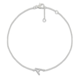 Diamond Initial A Bracelet 1/20 ct tw 10K White Gold 7.5"