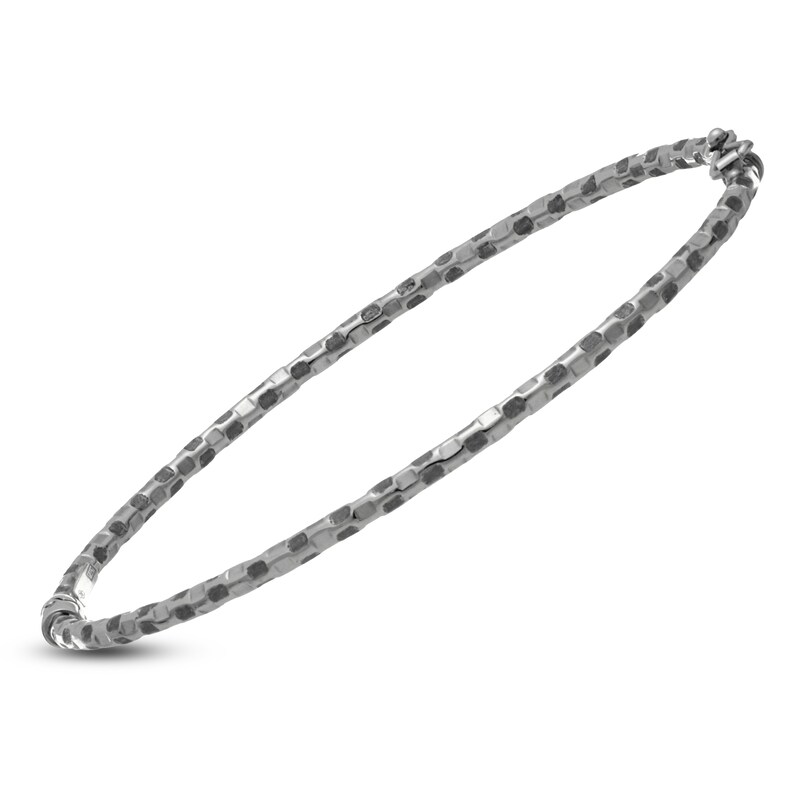Main Image 2 of Italia D'Oro Diamond-Cut Bangle Bracelet 14K White Gold