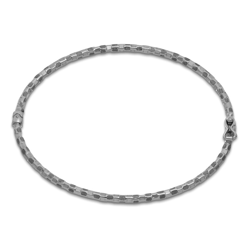 Main Image 3 of Italia D'Oro Diamond-Cut Bangle Bracelet 14K White Gold