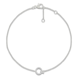 Diamond Initial Q Bracelet 1/15 ct tw 10K White Gold 7.5"