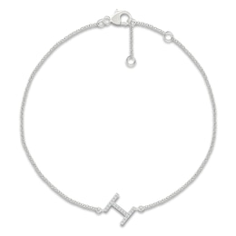 Diamond Initial I Bracelet 1/15 ct tw 10K White Gold 7.5"