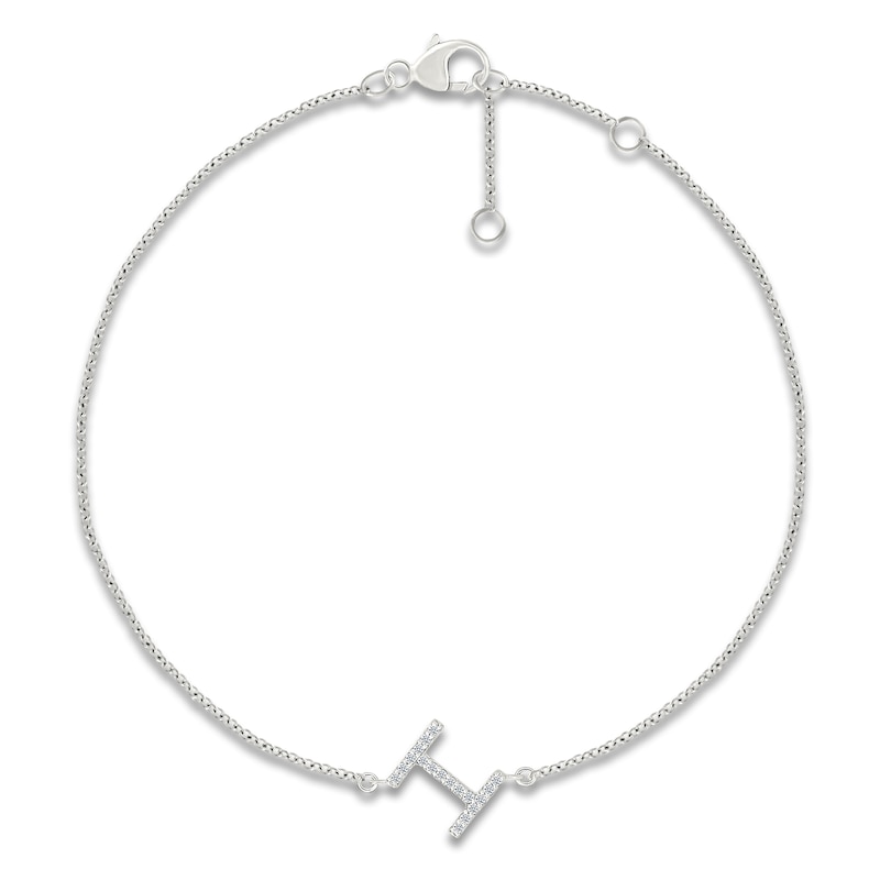 Main Image 1 of Diamond Initial I Bracelet 1/15 ct tw 10K White Gold 7.5"