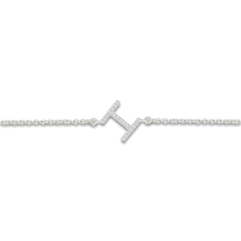Main Image 2 of Diamond Initial I Bracelet 1/15 ct tw 10K White Gold 7.5"