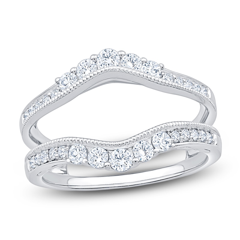 Main Image 1 of Certified Diamond Milgrain Enhancer Ring 5/8 ct tw 14K White Gold