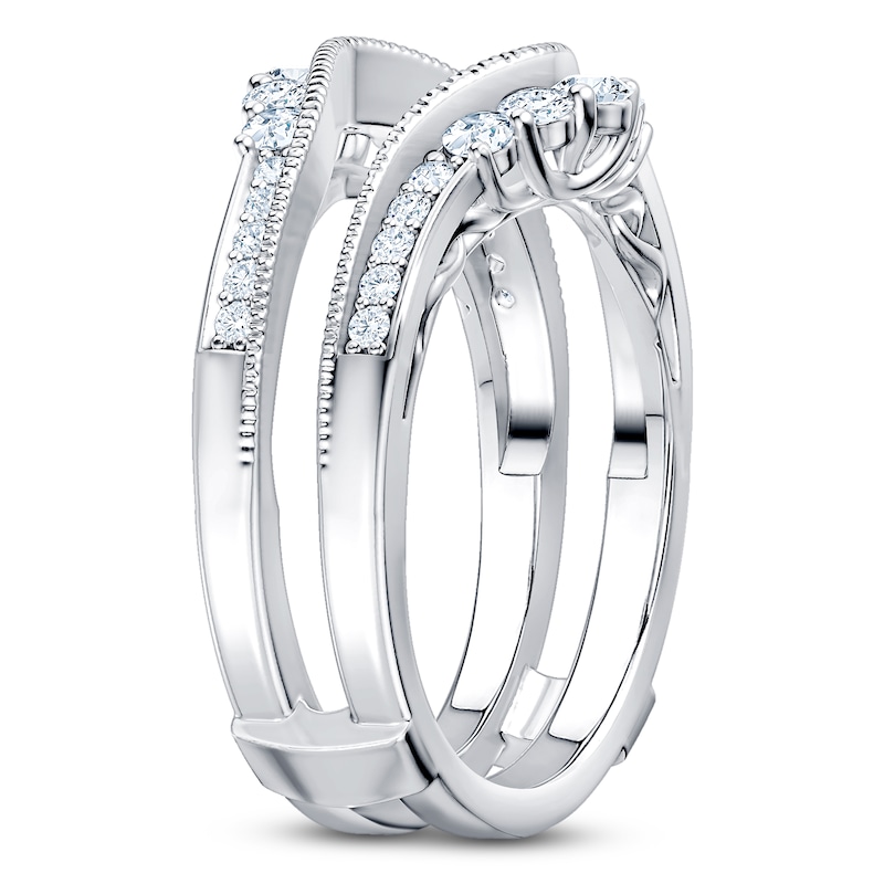 Main Image 2 of Certified Diamond Milgrain Enhancer Ring 5/8 ct tw 14K White Gold