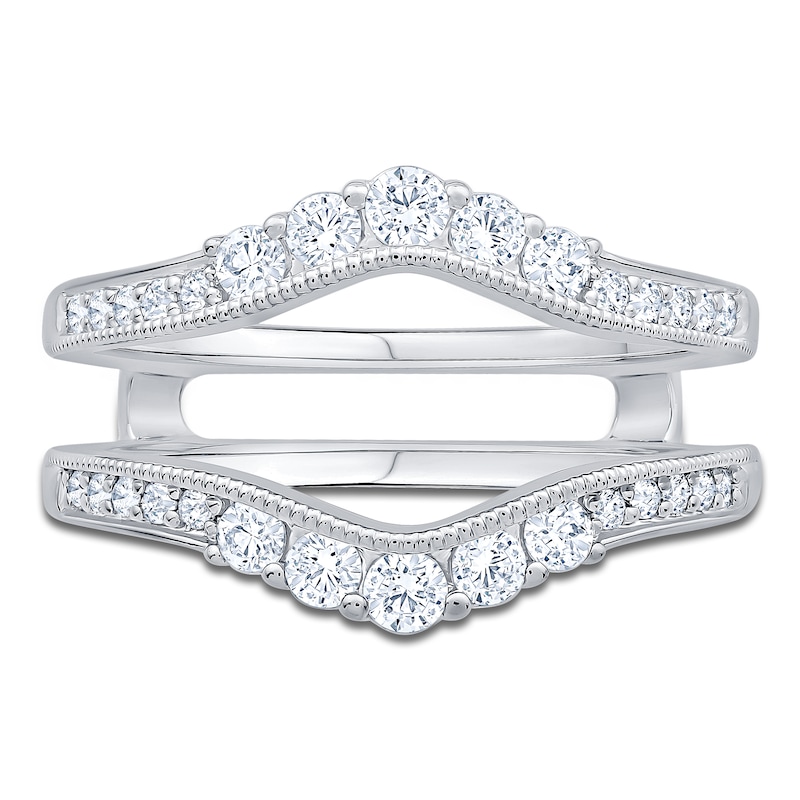 Main Image 3 of Certified Diamond Milgrain Enhancer Ring 5/8 ct tw 14K White Gold