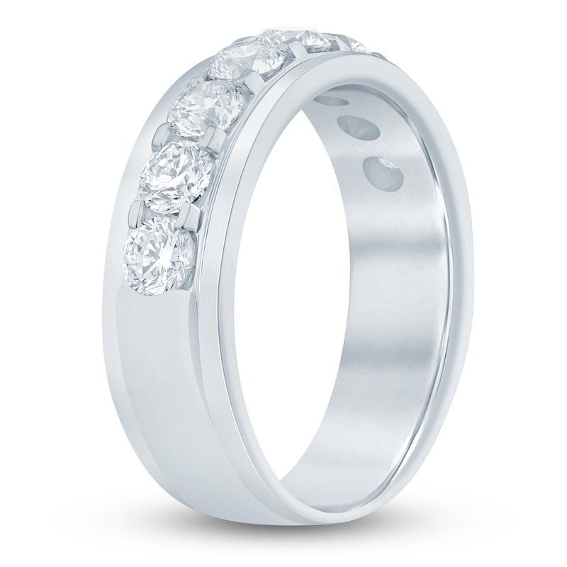 Main Image 2 of Men's Lab-Grown Diamond Stepped Edge Band 2 ct tw 14K White Gold