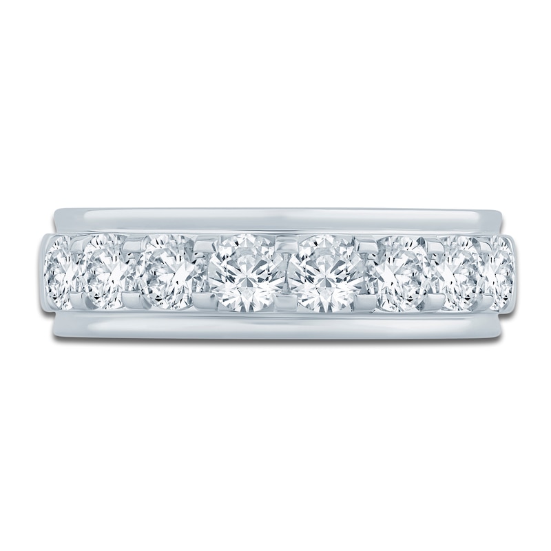 Main Image 3 of Men's Lab-Grown Diamond Stepped Edge Band 2 ct tw 14K White Gold