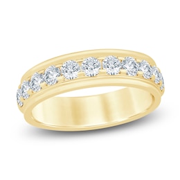 Men's Lab-Grown Diamond Stepped Edge Band 1-1/2 ct tw 14K Yellow Gold