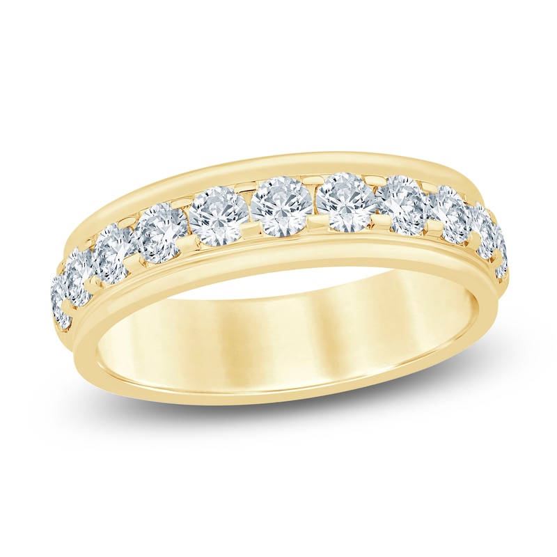 Main Image 1 of Men's Lab-Grown Diamond Stepped Edge Band 1-1/2 ct tw 14K Yellow Gold