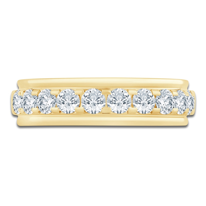 Main Image 3 of Men's Lab-Grown Diamond Stepped Edge Band 1-1/2 ct tw 14K Yellow Gold