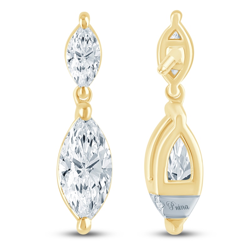 Main Image 4 of Pnina Tornai Marquise-Cut Lab-Grown Diamond Dangle Earrings 1-1/4 ct tw 14K Yellow Gold