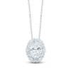 Thumbnail Image 1 of Pnina Tornai Oval-Cut Lab-Grown Diamond Halo Necklace 1-7/8 ct tw 14K White Gold 18"