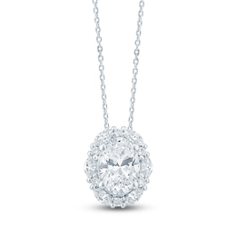Pnina Tornai Oval-Cut Lab-Grown Diamond Halo Necklace 1-7/8 ct tw 14K White Gold 18"