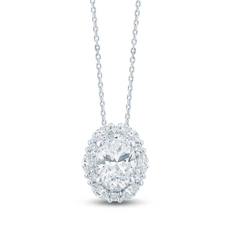 Main Image 1 of Pnina Tornai Oval-Cut Lab-Grown Diamond Halo Necklace 1-7/8 ct tw 14K White Gold 18"