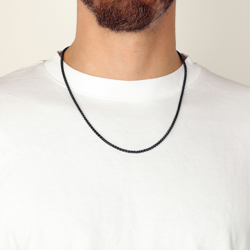 Main Image 4 of Foxtail Chain Necklace 2.5mm Black Ion-Plated Stainless Steel 30"