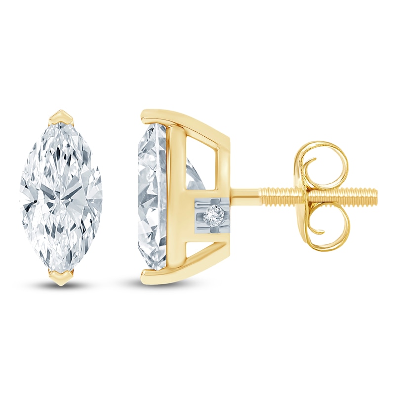 Main Image 3 of Pnina Tornai Marquise-Cut Lab-Grown Diamond Solitaire Stud Earrings 1 ct tw 14K Yellow Gold (VS2/F)