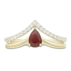 Thumbnail Image 3 of Pear-Shaped Natural Ruby & Diamond Split Chevron Ring 1/5 ct tw 10K Yellow Gold