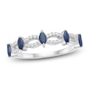 Thumbnail Image 1 of Marquise-Cut Natural Blue Sapphire & Diamond Scalloped Ring 1/5 ct tw 10K White Gold