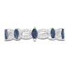 Thumbnail Image 2 of Marquise-Cut Natural Blue Sapphire & Diamond Scalloped Ring 1/5 ct tw 10K White Gold