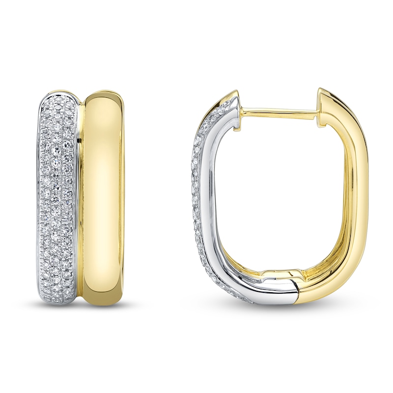 Main Image 1 of Shy Creation Diamond Half-and-Half Hoop Earrings 1/3 ct tw 14K Two-Tone Gold
