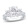 Thumbnail Image 1 of Cushion-Cut Lab-Grown Diamond Three-Stone Engagement Ring 4-1/4 ct tw 14K White Gold