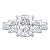 Thumbnail Image 3 of Cushion-Cut Lab-Grown Diamond Three-Stone Engagement Ring 4-1/4 ct tw 14K White Gold