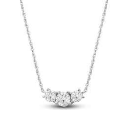 Jared Signature Lab-Grown Diamond Three-Stone Necklace 1 ct tw 14K White Gold 18"