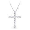 Thumbnail Image 1 of Diamond Cross Necklace 1/6 ct tw Round 10K White Gold