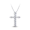 Thumbnail Image 2 of Diamond Cross Necklace 1/6 ct tw Round 10K White Gold
