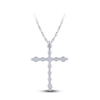 Thumbnail Image 3 of Diamond Cross Necklace 1/6 ct tw Round 10K White Gold