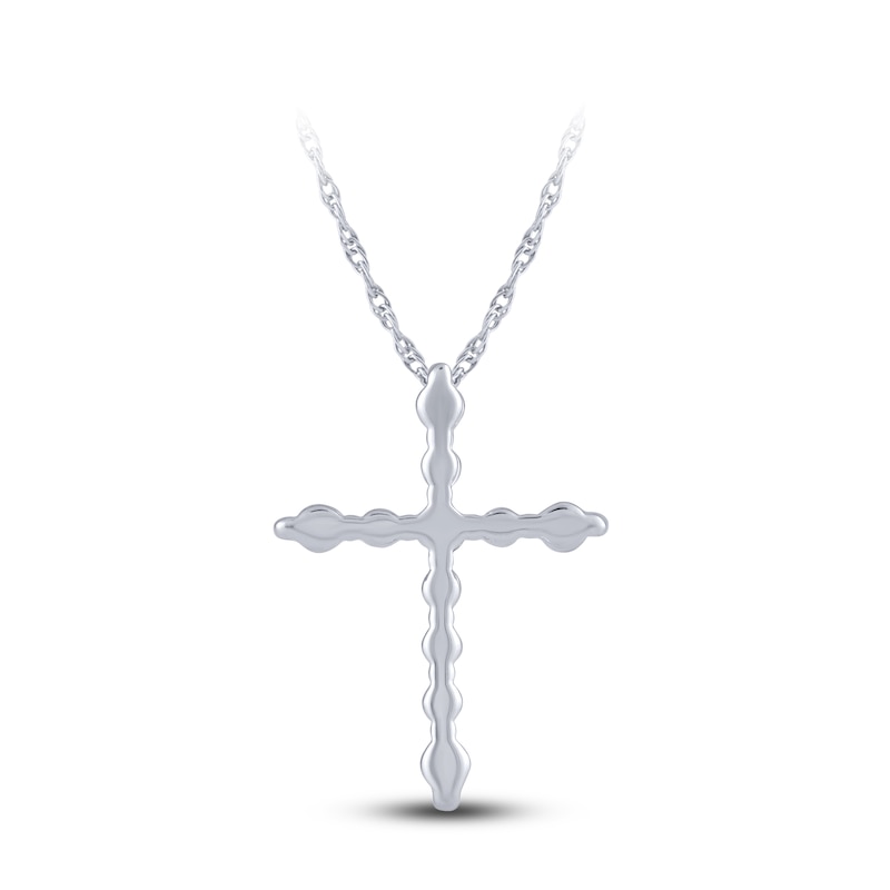 Main Image 3 of Diamond Cross Necklace 1/6 ct tw Round 10K White Gold